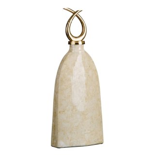 Wazon 24 x 13 x 64 cm Szkło Złoty Metal Biały