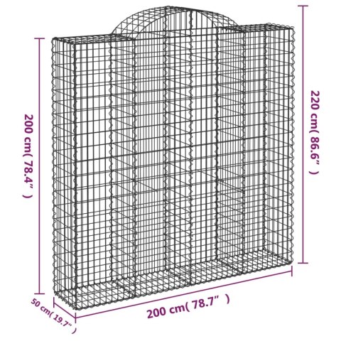 Kosze gabionowe, 4 szt, 200x50x200/220 cm, galwanizowane żelazo