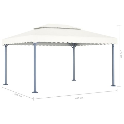 Altana ze sznurem lampek LED, 400x300 cm, kremowa, aluminium