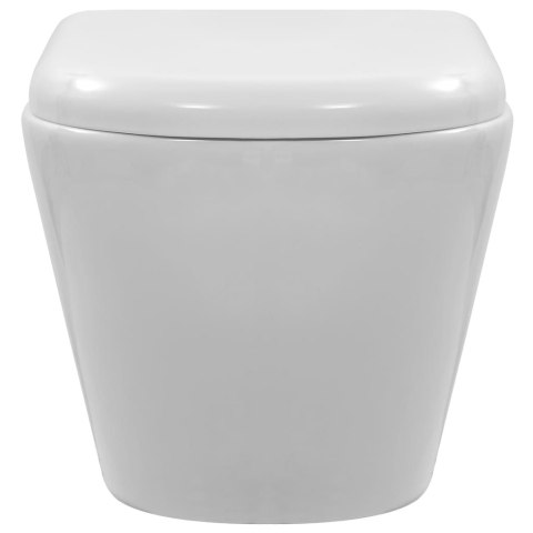 Wisząca toaleta bez kołnierza, ceramiczna, biała