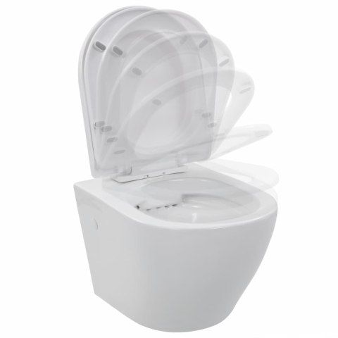 Wisząca toaleta bez kołnierza, ceramiczna, biała