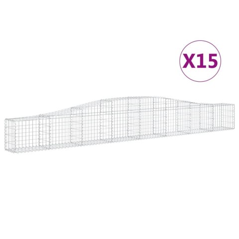 Kosze gabionowe, 15 szt, 400x30x40/60 cm, galwanizowane żelazo