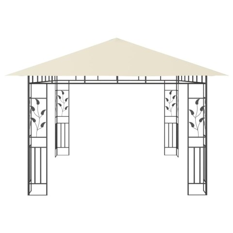 Altana z moskitierą i sznurem lampek LED, 4x3x2,73 cm, kremowa