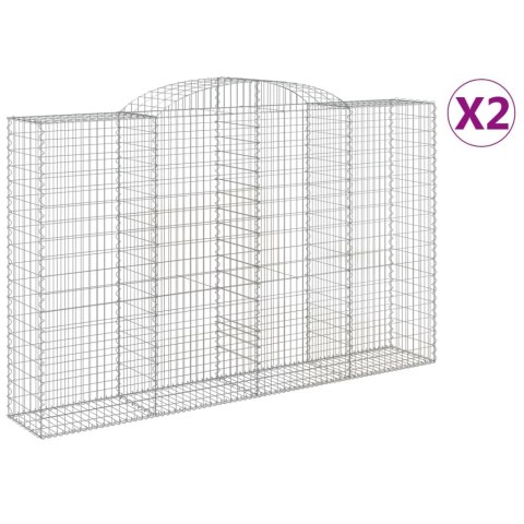 Kosze gabionowe, 2 szt, 300x50x180/200 cm, galwanizowane żelazo