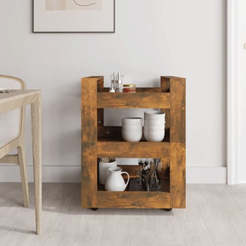 Wózek kuchenny, brązowy dąb 60x45x80 cm materiał drewnopochodny