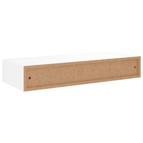 Półka ścienna z szufladą, biała, 60 x 23,5 x 10 cm, MDF