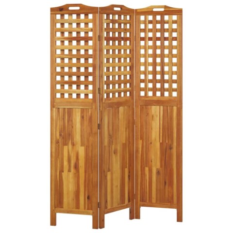 Parawan 3-panelowy, 121,5x2x180 cm, lite drewno akacjowe