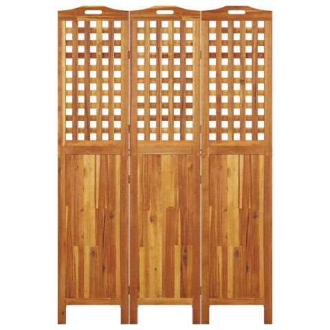 Parawan 3-panelowy, 121,5x2x180 cm, lite drewno akacjowe