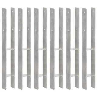Kotwy do słupków, 6 szt., srebrne, 7 x 6 x 60 cm, stal