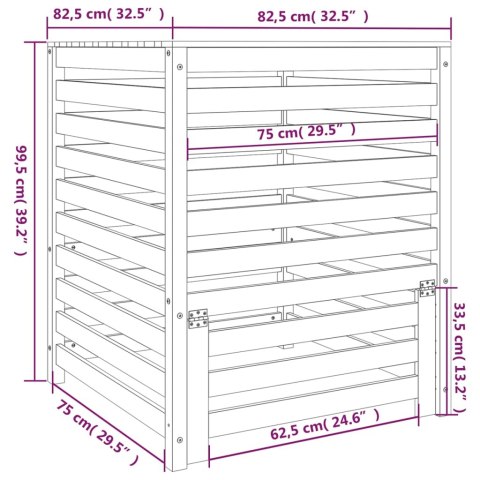 Kompostownik, biały, 82,5x82,5x99,5 cm, lite drewno sosnowe