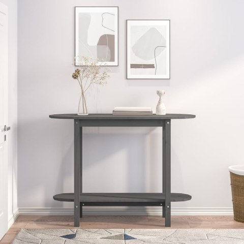 Stolik konsolowy, szary, 110x40x80 cm, lite drewno sosnowe
