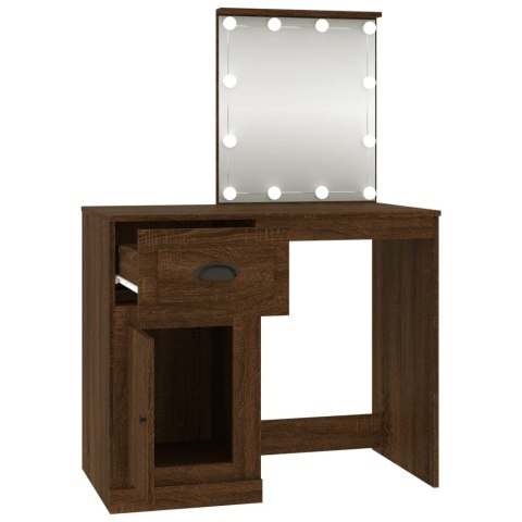 Toaletka z LED, brązowy dąb, 90x50x132,5 cm