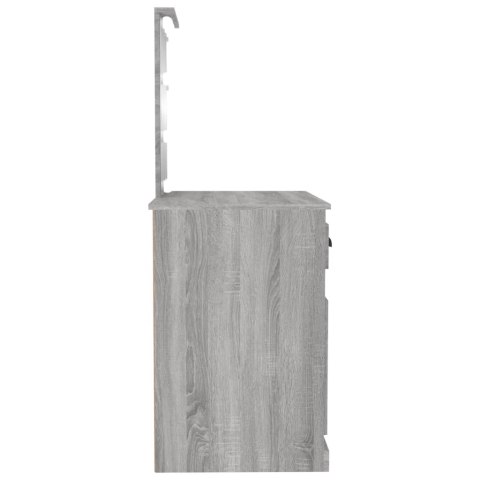 Toaletka z LED, szary dąb sonoma, 90x50x132,5 cm