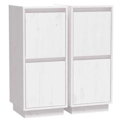 Szafki, 2 szt., białe, 31,5 x 34 x 75 cm, lite drewno sosnowe