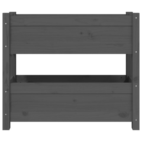 Donica, szara, 77x25x66 cm, lite drewno sosnowe