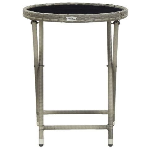 Stolik herbaciany, szary, 60 cm, rattan PE i szkło hartowane
