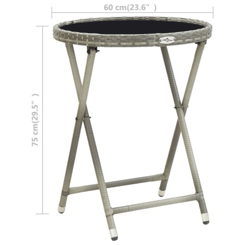 Stolik herbaciany, szary, 60 cm, rattan PE i szkło hartowane