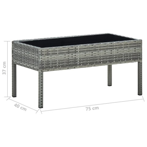 Stolik ogrodowy, szary, 75x40x37 cm, rattan PE