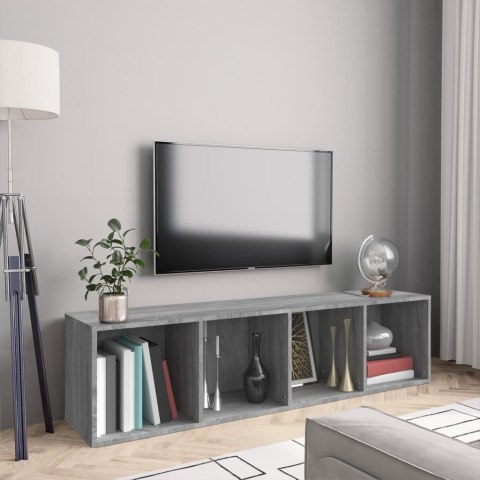 Regał na książki pod TV, szary dąb sonoma, 143x30x36 cm