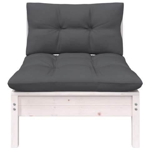 2-osobowa sofa ogrodowa z poduszkami, biała, drewno sosnowe