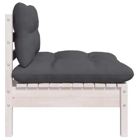 2-osobowa sofa ogrodowa z poduszkami, biała, drewno sosnowe