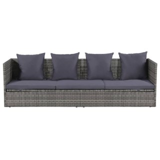 Leżanka ogrodowa, szara, 200 x 60 cm, rattan PE