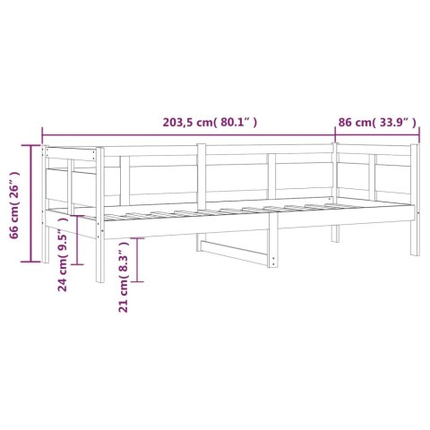 Łóżko dzienne, miodowe, lite drewno sosnowe, 80x200 cm