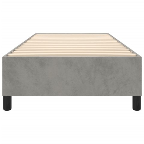 Łóżko kontynentalne, jasnoszare, obite aksamitem, 90x190 cm