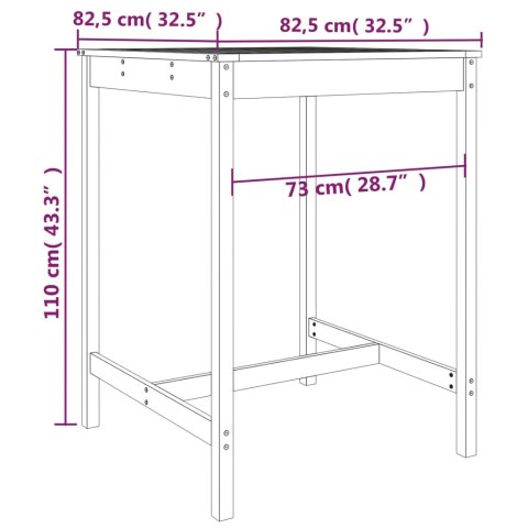 Stolik ogrodowy, szary, 82,5x82,5x110 cm, lite drewno sosnowe