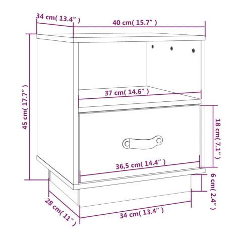 Szafki nocne, 2 szt., czarne, 40x34x45 cm, lite drewno sosnowe