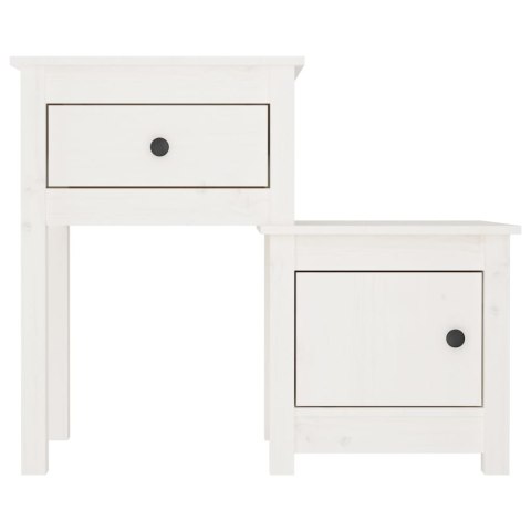 Szafki nocne, 2 szt, białe, 79,5x38x65,5 cm lite drewno sosnowe