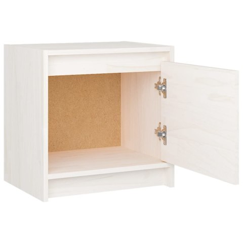 Szafki nocne, 2 szt., białe, 40x30,5x40 cm, lite drewno sosnowe