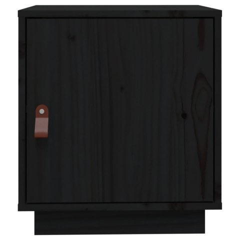 Szafki nocne, 2 szt., czarne, 40x34x45 cm, lite drewno sosnowe