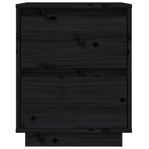Szafki nocne, 2 szt., czarne, 40x35x50 cm, lite drewno sosnowe