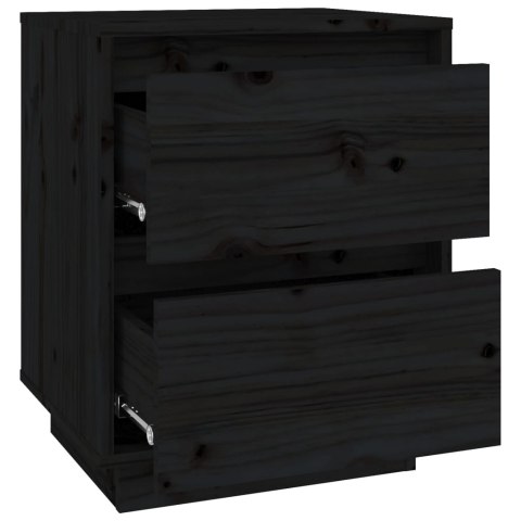 Szafki nocne, 2 szt., czarne, 40x35x50 cm, lite drewno sosnowe