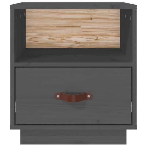 Szafki nocne, 2 szt., szare, 40x34x45 cm, lite drewno sosnowe