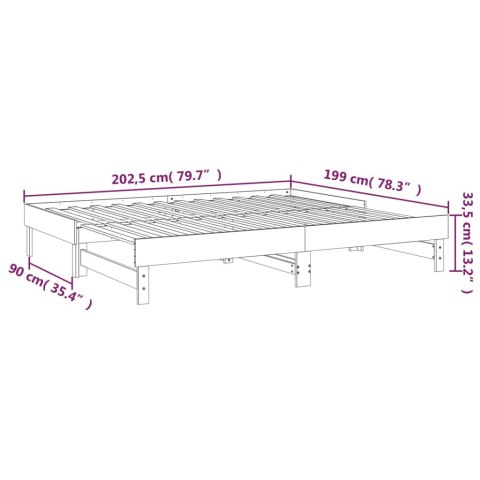 Łóżko rozsuwane, szare, 2x(100x200) cm, lite drewno sosnowe
