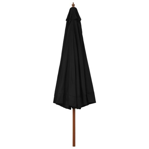 Parasol ogrodowy na drewnianym słupku, 330 cm, czarny