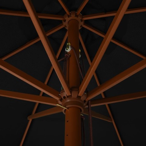 Parasol ogrodowy na drewnianym słupku, 330 cm, czarny