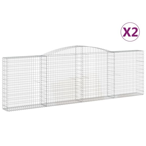 Kosze gabionowe, 2 szt, 400x30x120/140 cm, galwanizowane żelazo