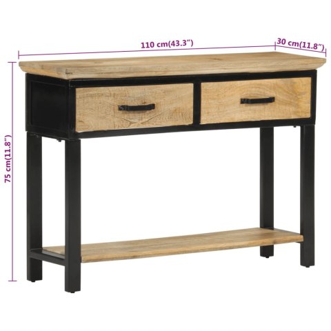 Stolik konsolowy, 110x30x75 cm, surowe drewno mango