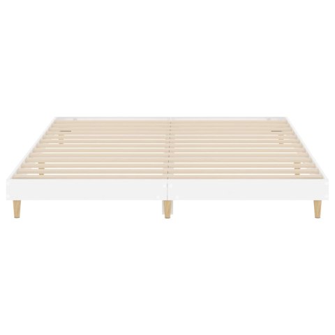 Rama łóżka, biała, połysk, 200x200 cm, materiał drewnopochodny