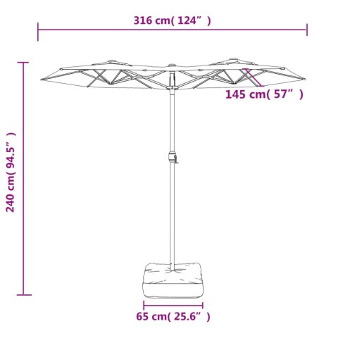 Parasol ogrodowy podwójny z LED, antracytowy, 316x240 cm