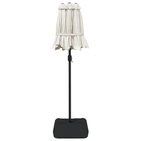 Parasol ogrodowy podwójny z LED, piaskowa biel, 316x240 cm