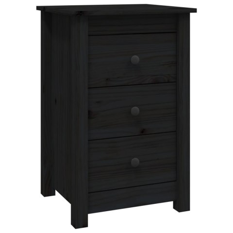 Szafki nocne, 2 szt., czarny, 40x35x61,5cm, lite drewno sosnowe