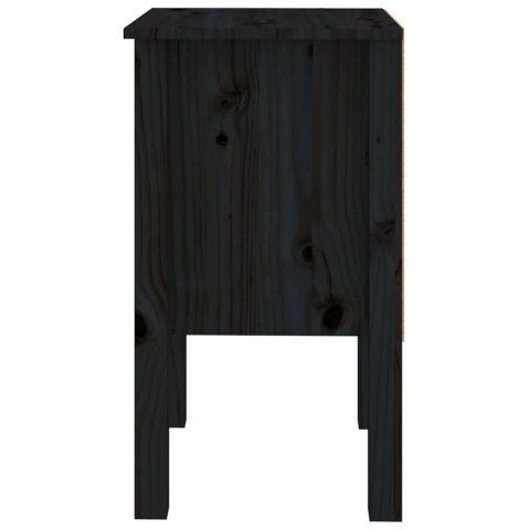 Szafki nocne, 2 szt., czarny, 40x35x61,5cm, lite drewno sosnowe