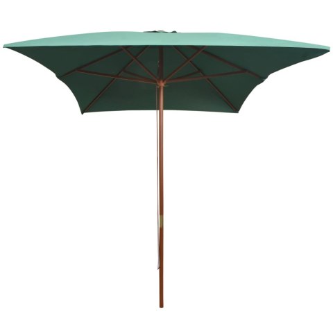 Parasol ogrodowy, 200x300 cm, drewniany stelaż, zielony