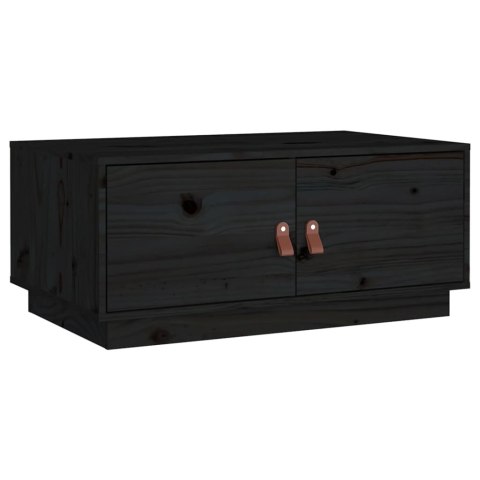 Stolik kawowy, czarny, 80x50x35 cm, lite drewno sosnowe