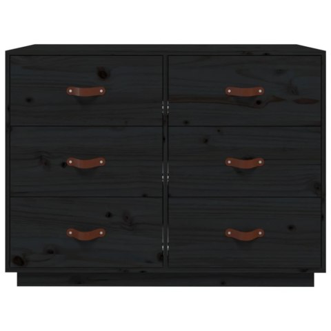 Komoda, czarna, 100x40x75 cm, lite drewno sosnowe