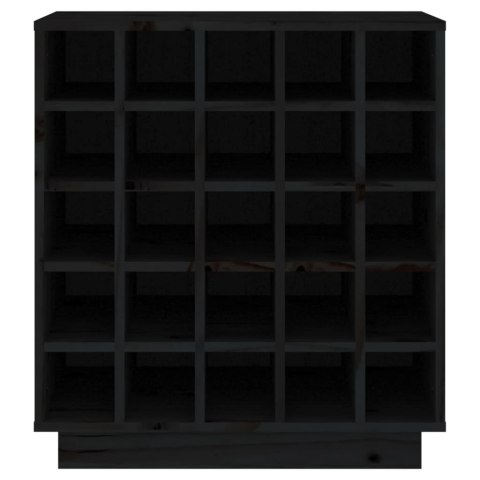 Szafka na wino, czarna, 55,5x34x61 cm, lite drewno sosnowe